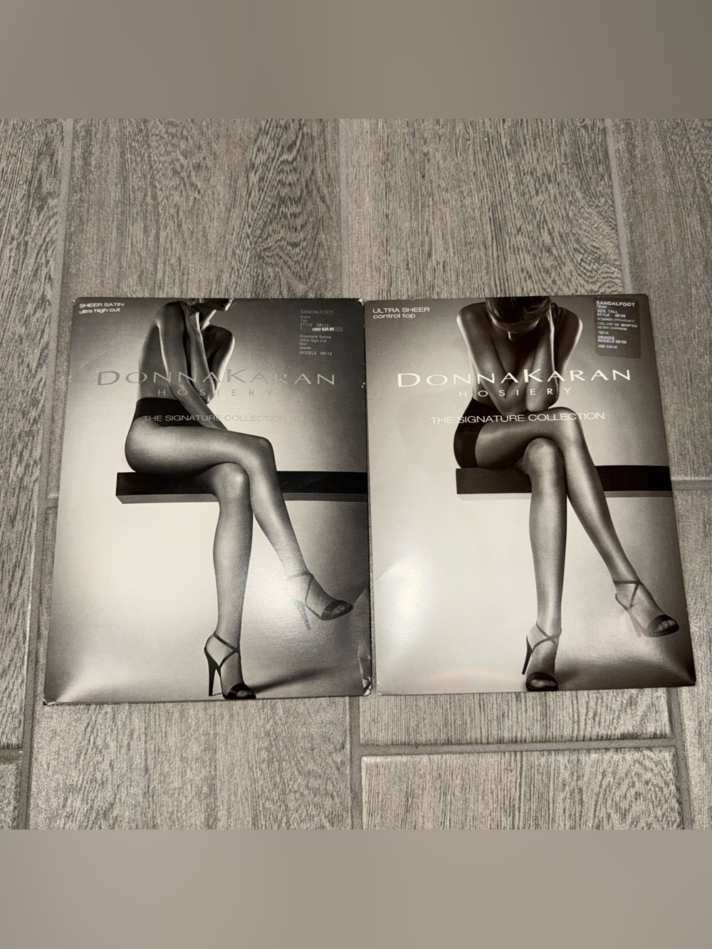 Set Of Two Donna Karan Signature Collection Pantyhose Teak/Black Sz Tall *READ